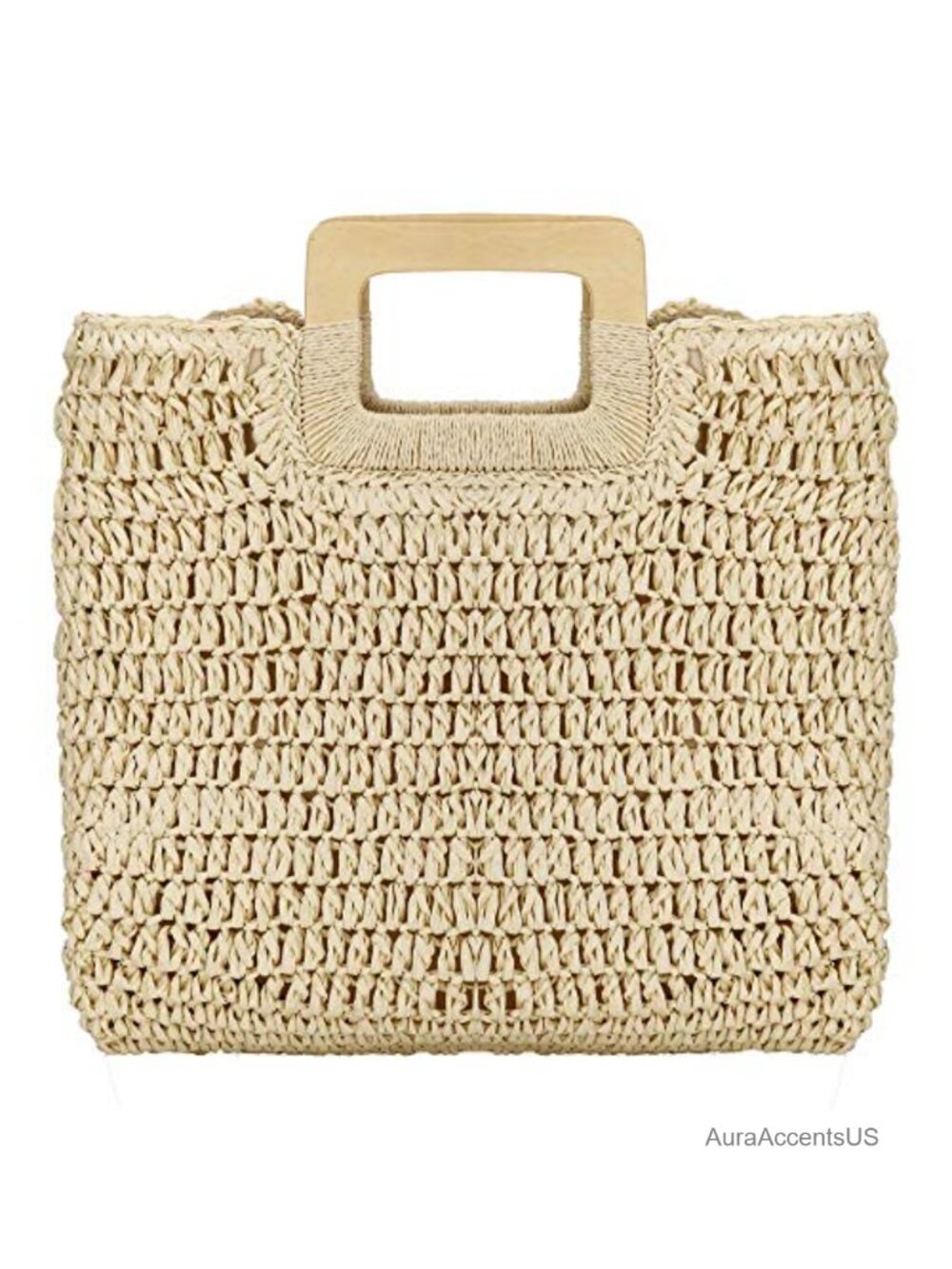 Hand Woven Faux Straw Tote Bag Large Beach Hobo with Lining Pockets